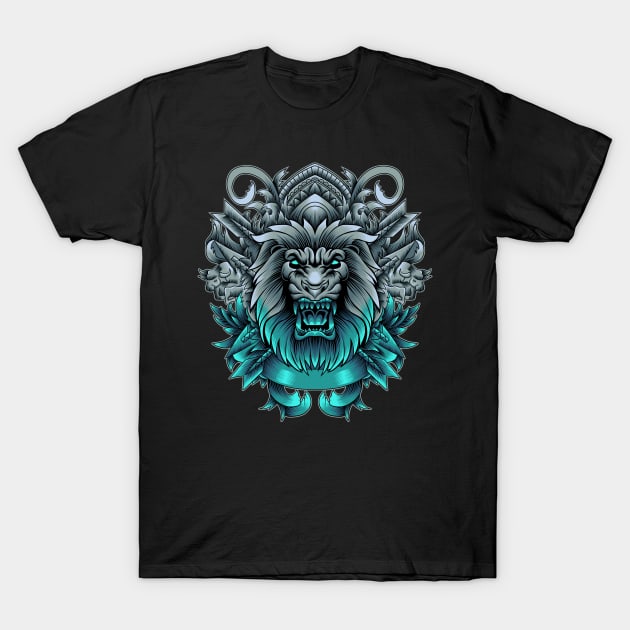 Angry Lion with neon color T-Shirt by Marciano Graphic